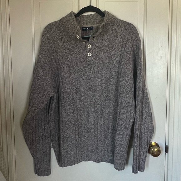Peter Millar Cashmere Cable Knit Sweater Men’s XL Brown Long Sleeve Button - Picture 1 of 11